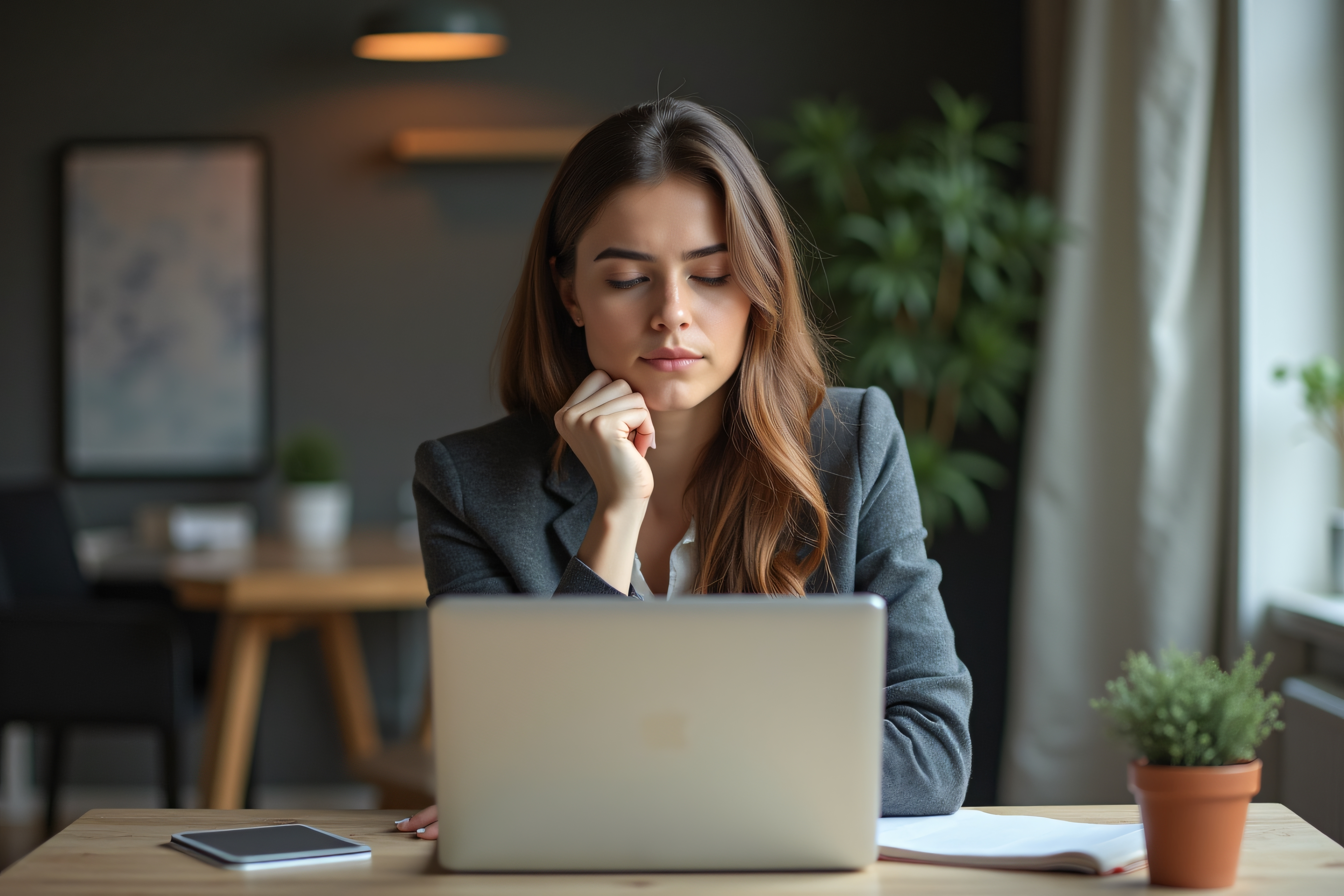 woman-sits-desk-with-laptop-word-o-it